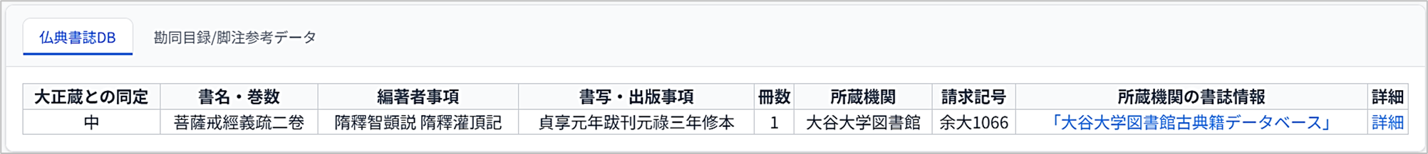 仏典書誌DBタブ