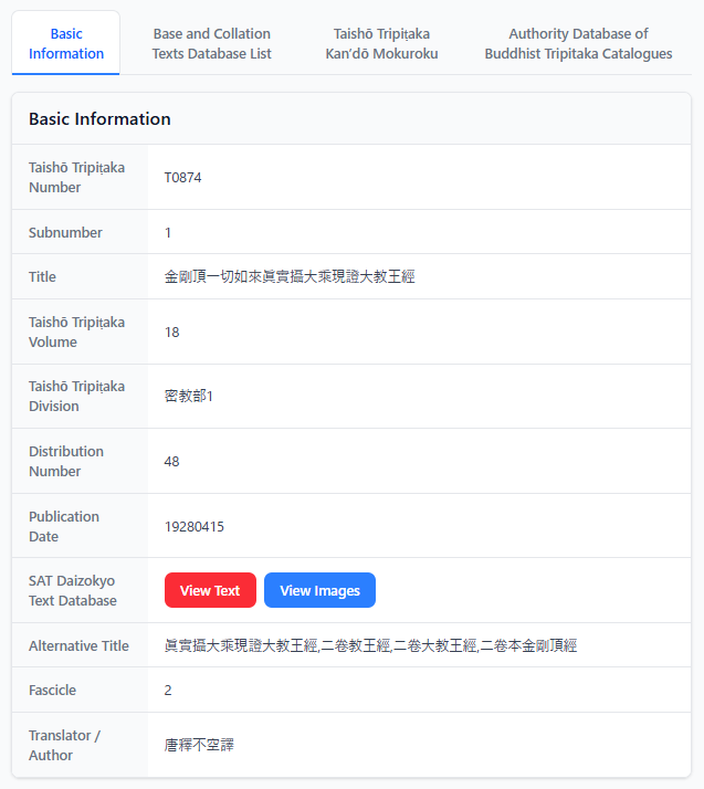 Basic Information for the Scripture