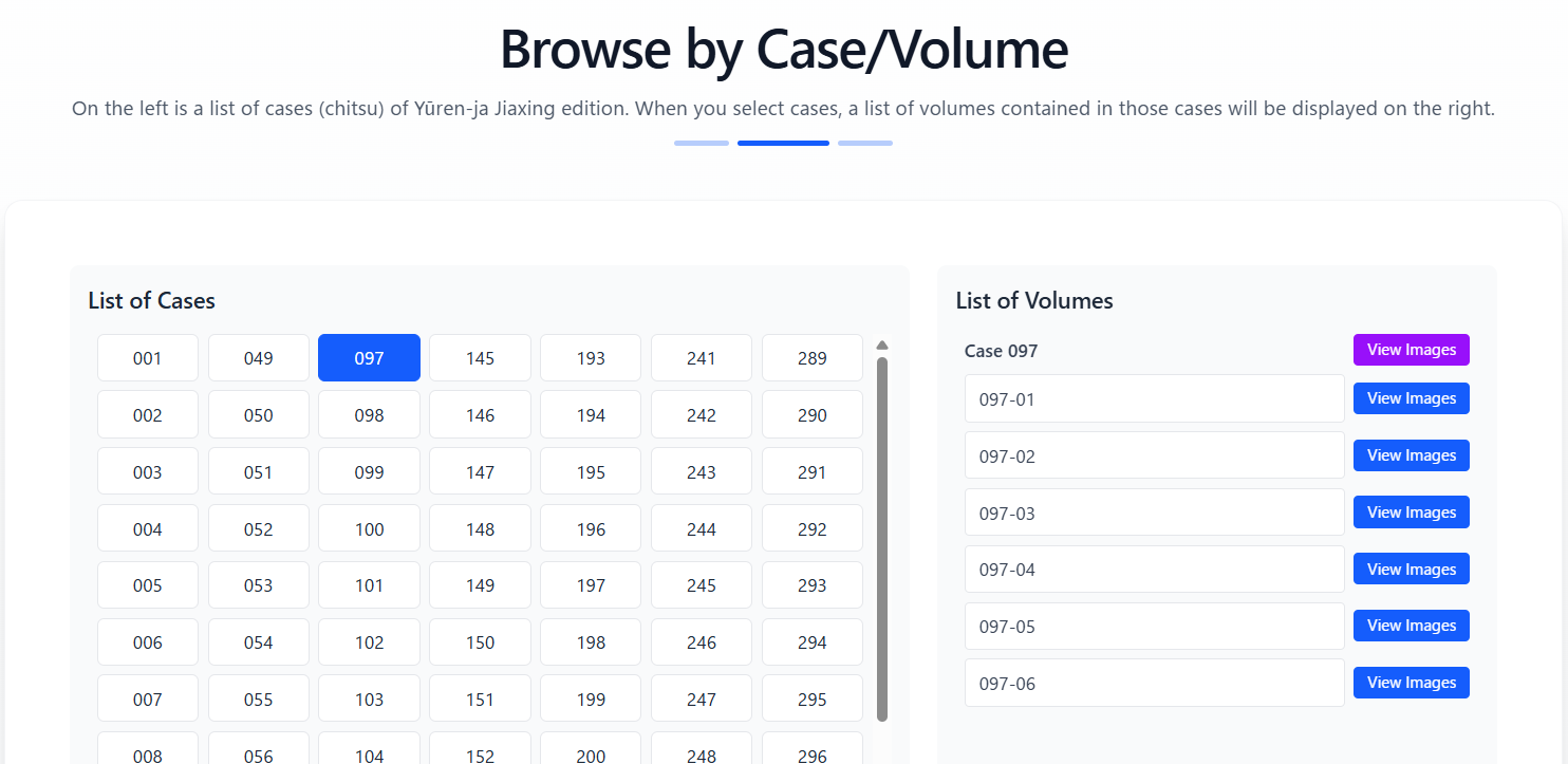 List of Cases to List of Volumes
